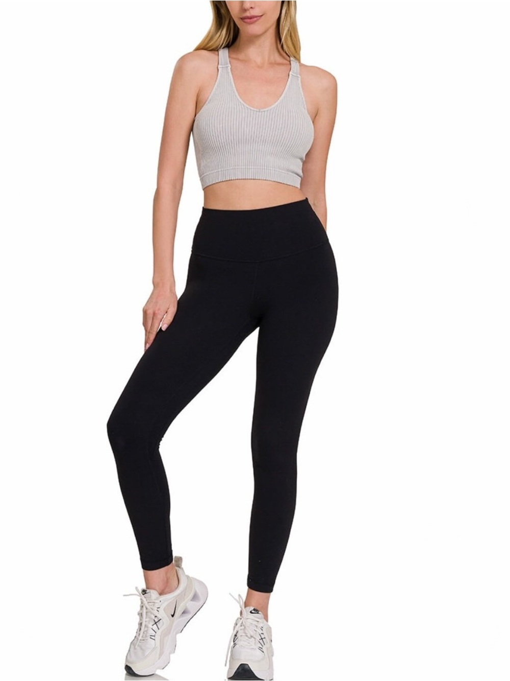 Zenana Mineral Washed Brami Ribbed V-Neck Crop Bra Tank Various Sizes & Colors